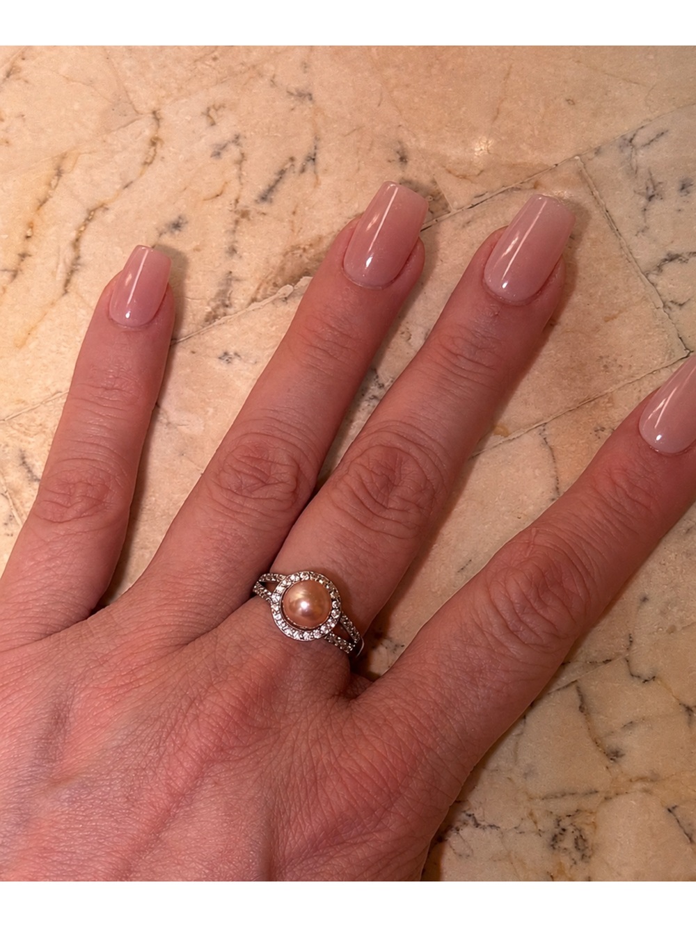 Pink Pearl Halo Ring - Picture 5 of 6